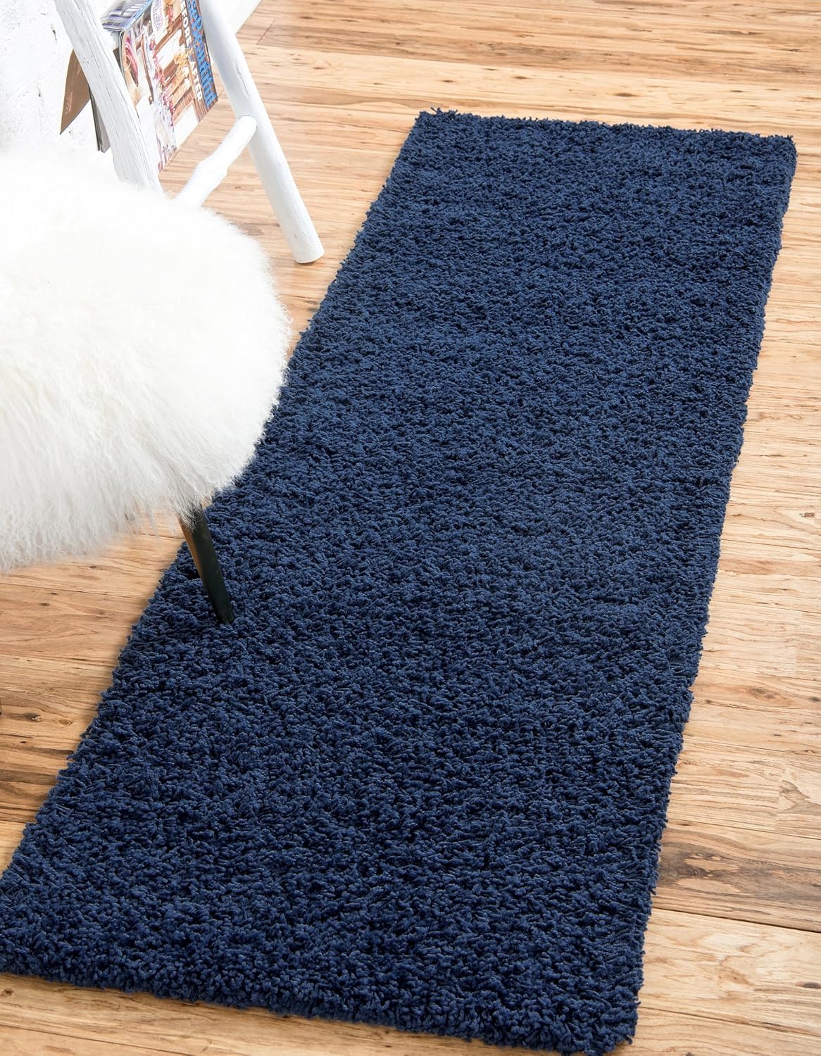 Unique Loom Solid Shag Collection Area Rug in Sapphire Blue