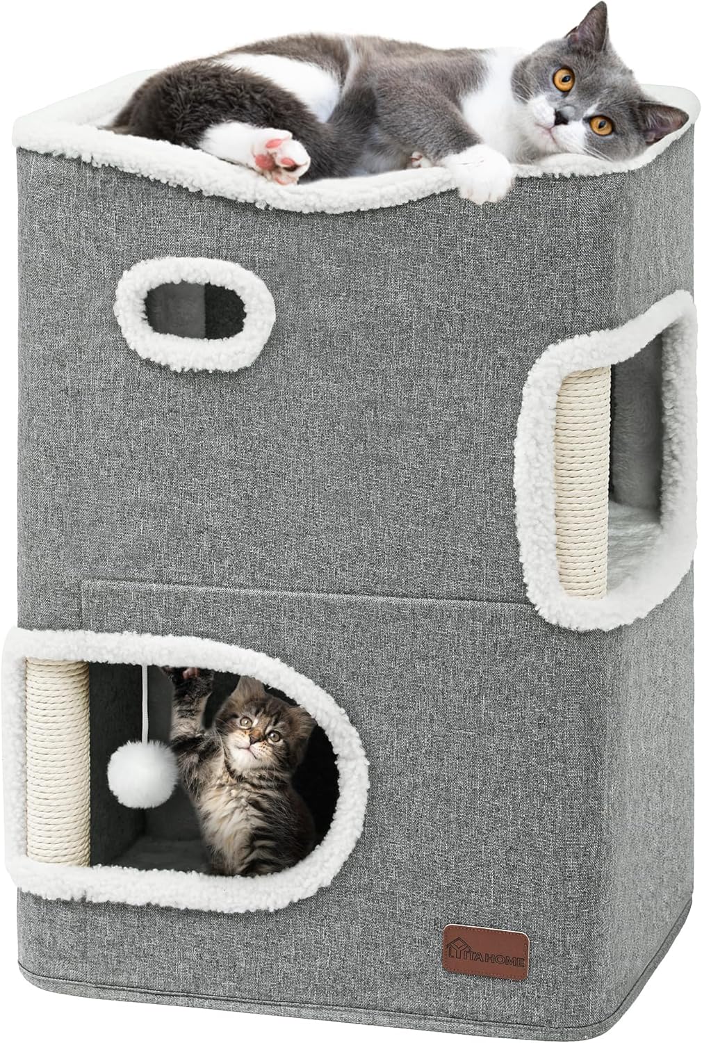 YITAHOME 2 Storey Cat House with Scratch Post and Hideaway Cave