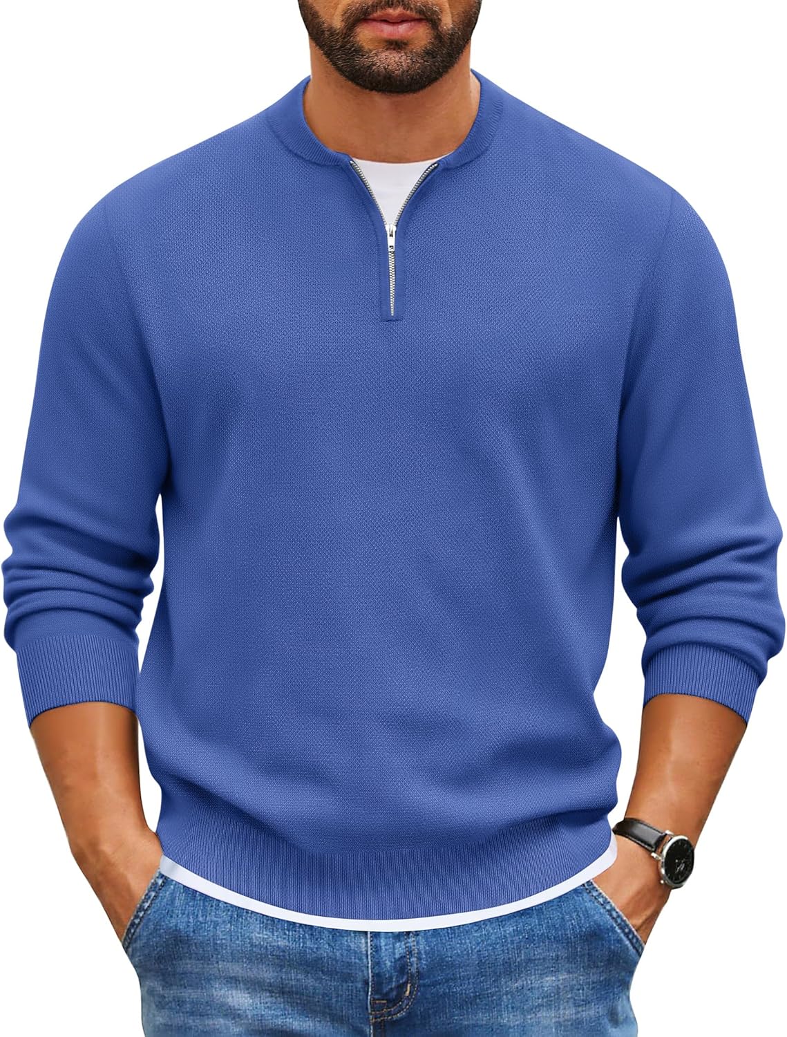 COOFANDY Mens Quarter Zip Pullover Slim Fit Knit Sweater Review
