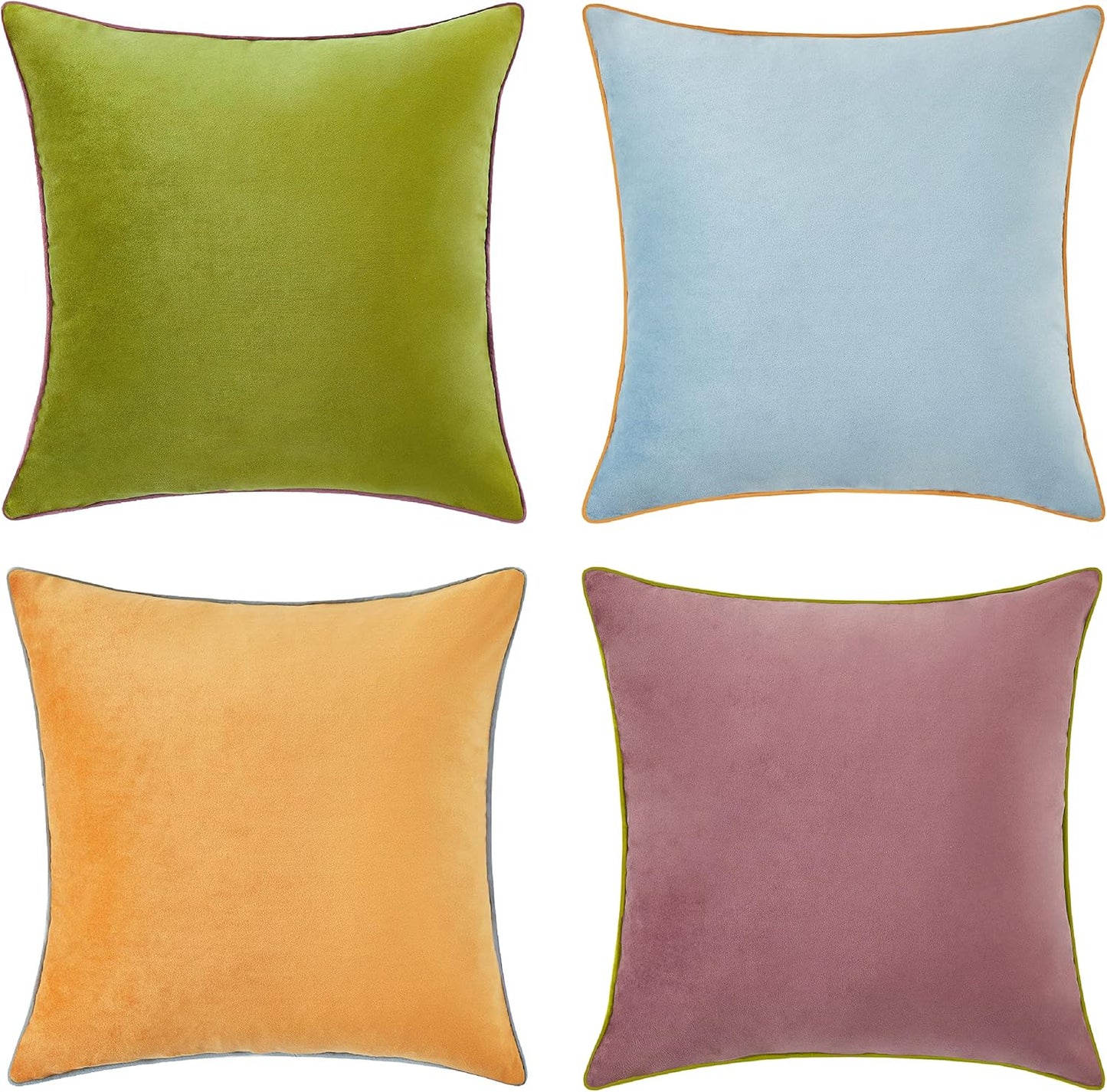 Decorative Throw Pillow Covers Set of 4 Soft Velvet Designs