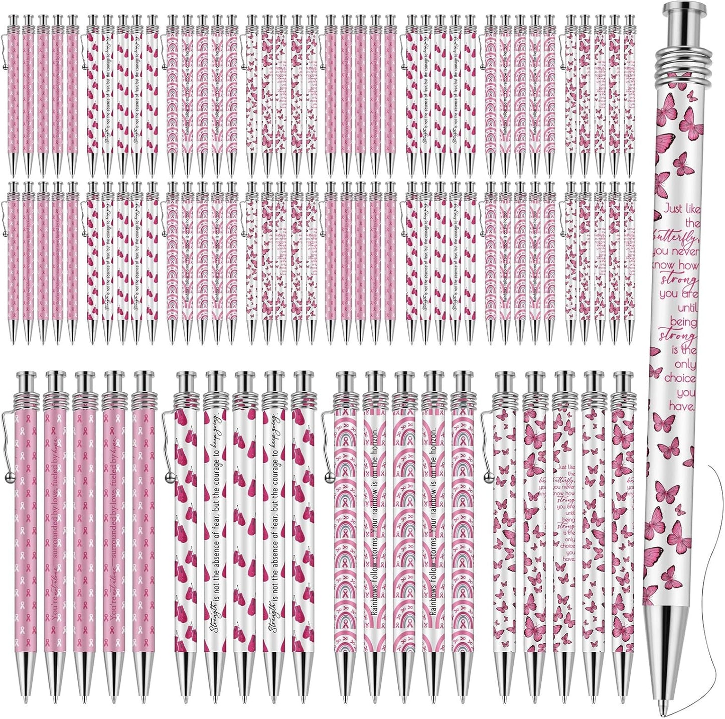 100 Pcs Breast Cancer Awareness Pens for Charity Events Gifts