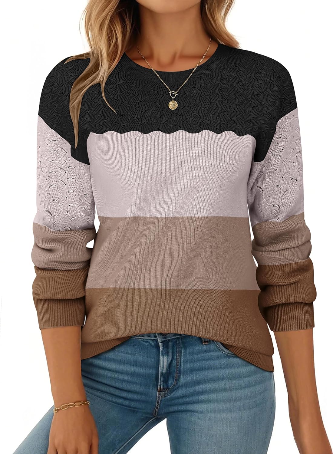 Stylish Fall Sweaters for Women - Casual Crewneck Knit Pullover