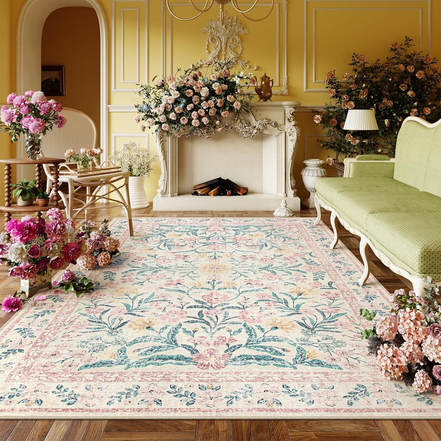 Lahome Pink Boho Rugs for Living Room 5x7 - Soft & Stylish