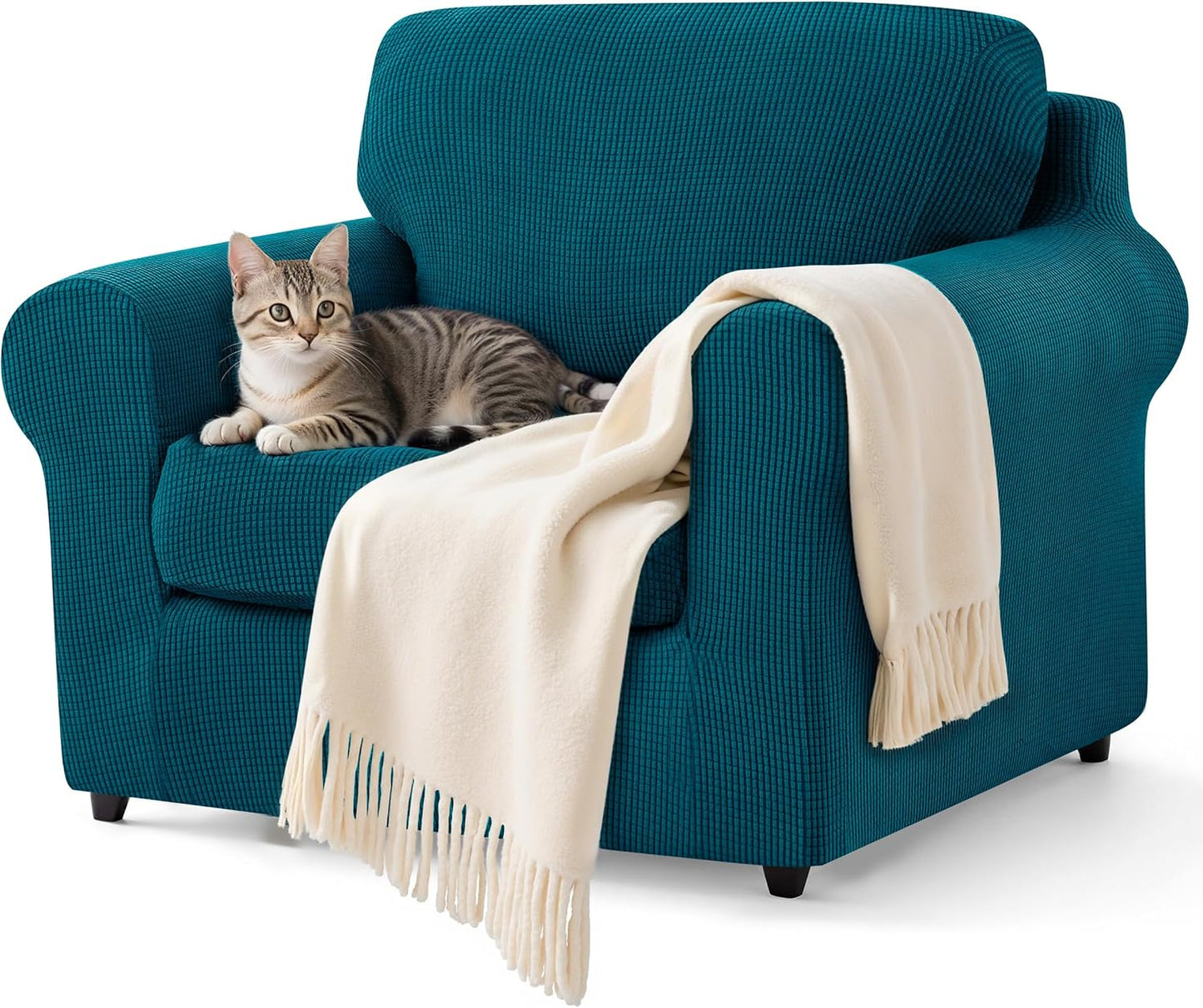 Subrtex 3 Pieces Sofa Slipcover Sets for Small Turquoise Sofas