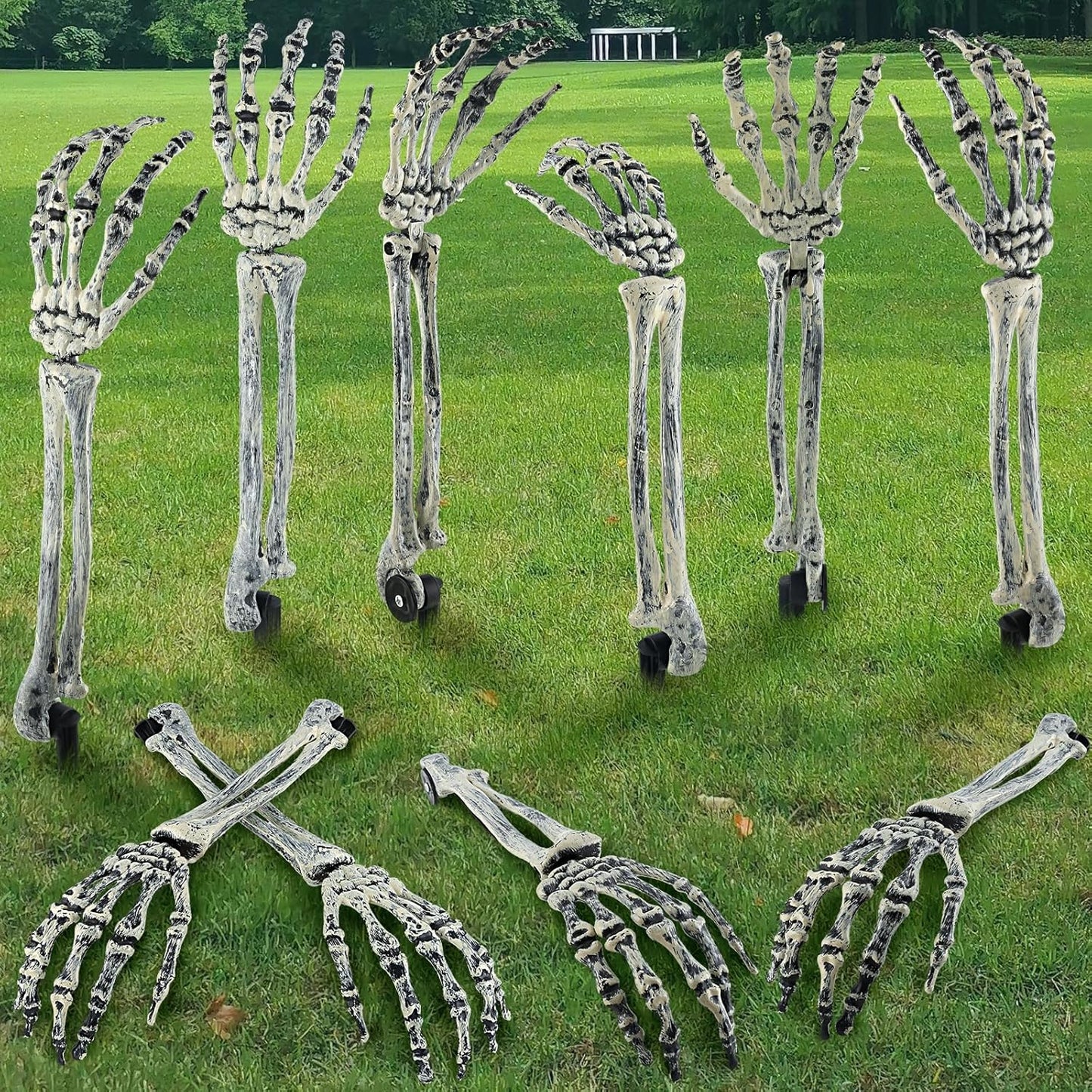 Shemira 10pcs Halloween Skeleton Hands for Spooky Yard Decor