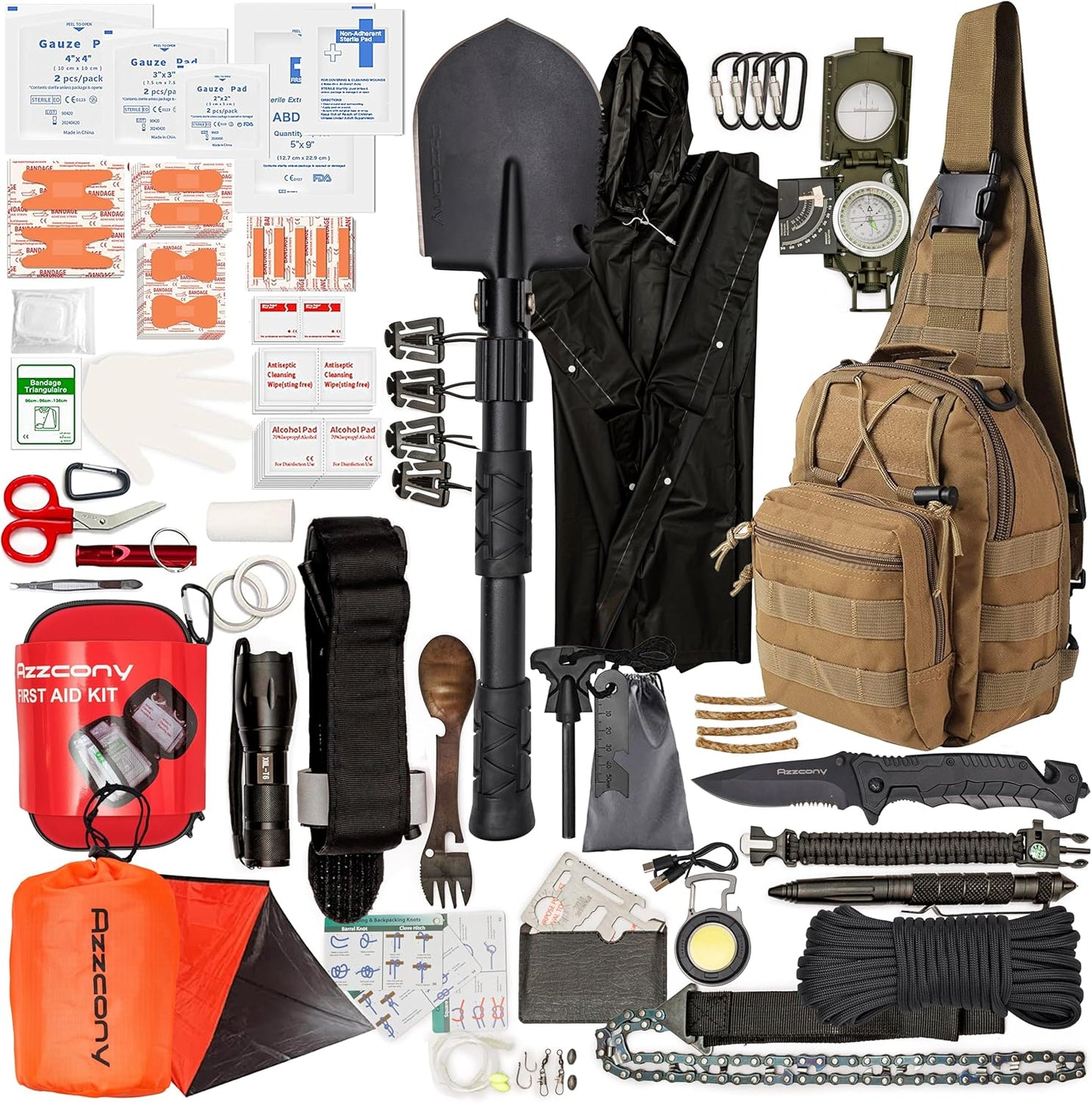 Emergency 250 Survival Kit Backpack for Outdoor Adventures