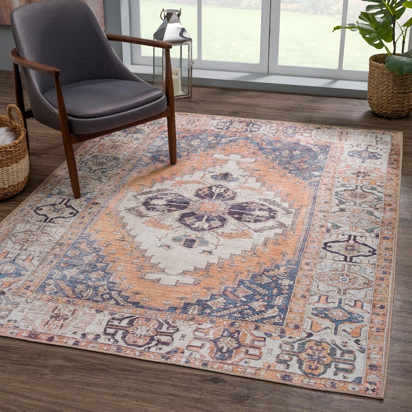 Bloom Rugs Washable 6ft x 9ft Traditional Area Rug for Home