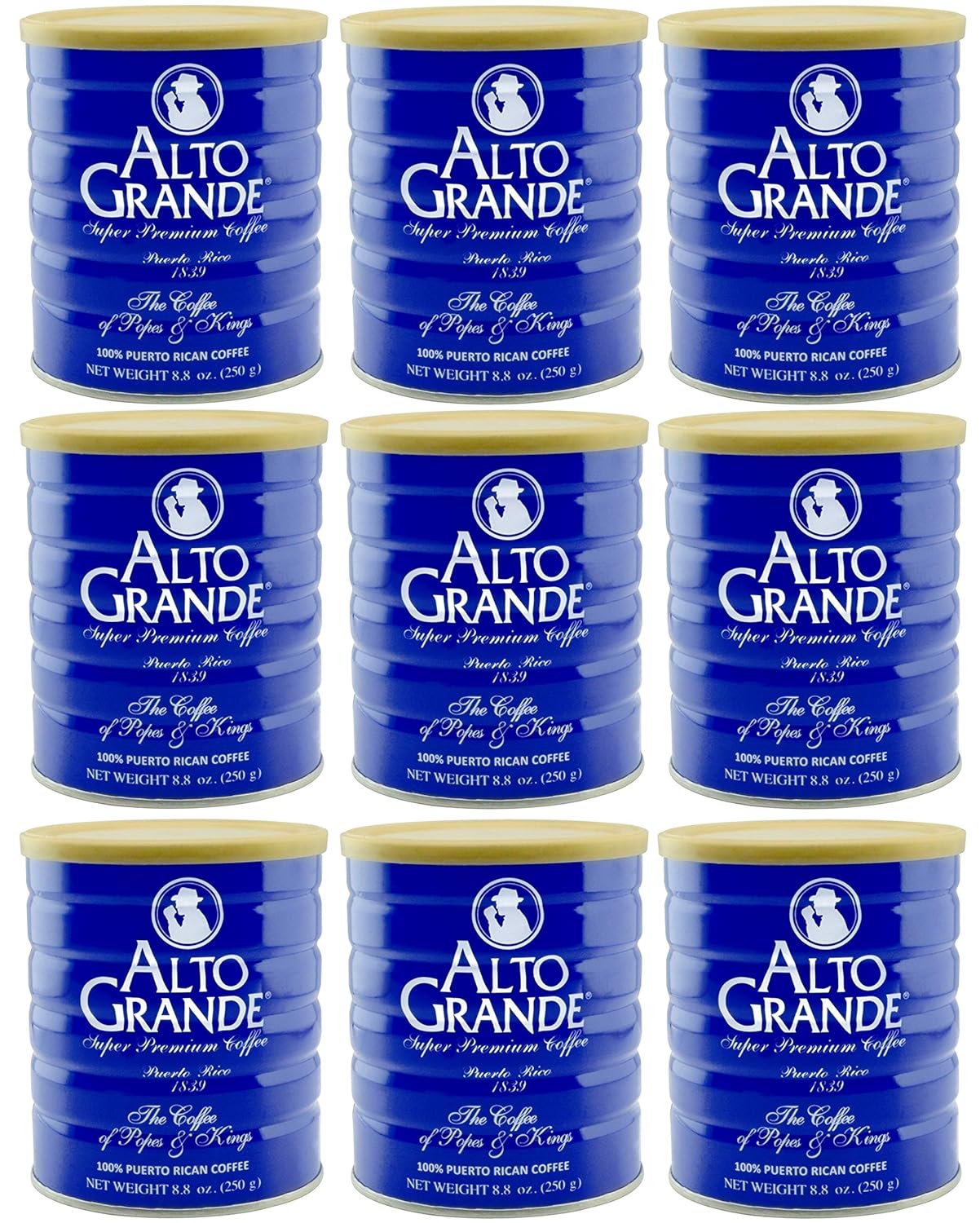 Alto Grande Super Premium Coffee Ground 8.8oz - 9 Cans of Luxury