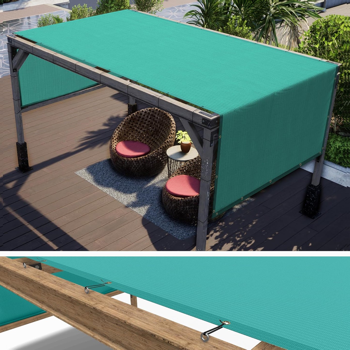 ColourTree 11ft x 19ft Turquoise Pergola Sun Shade Canopy Cover