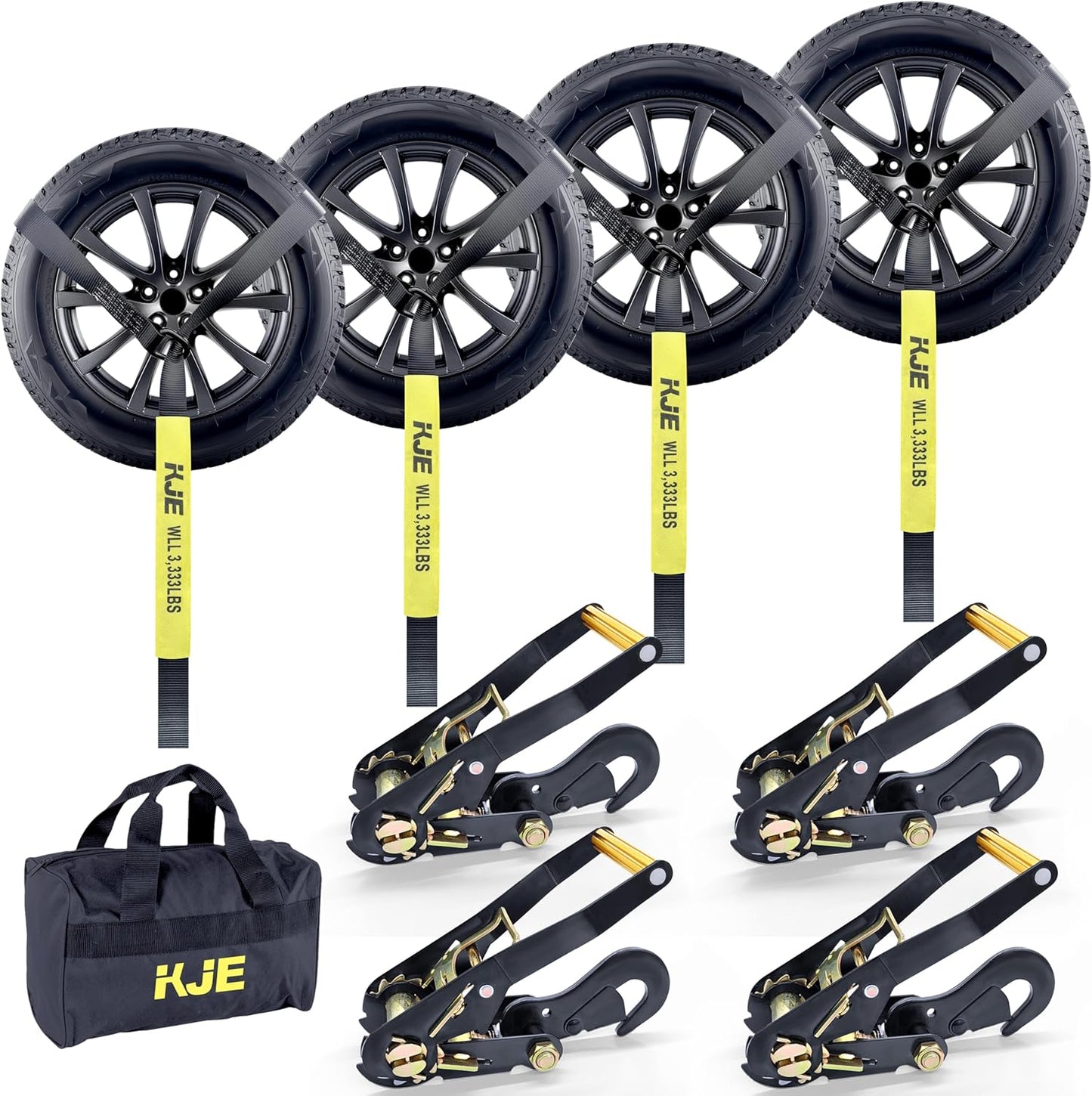 KJE 4 Pack Car Tie Down Straps for Trailers - Secure Your Load