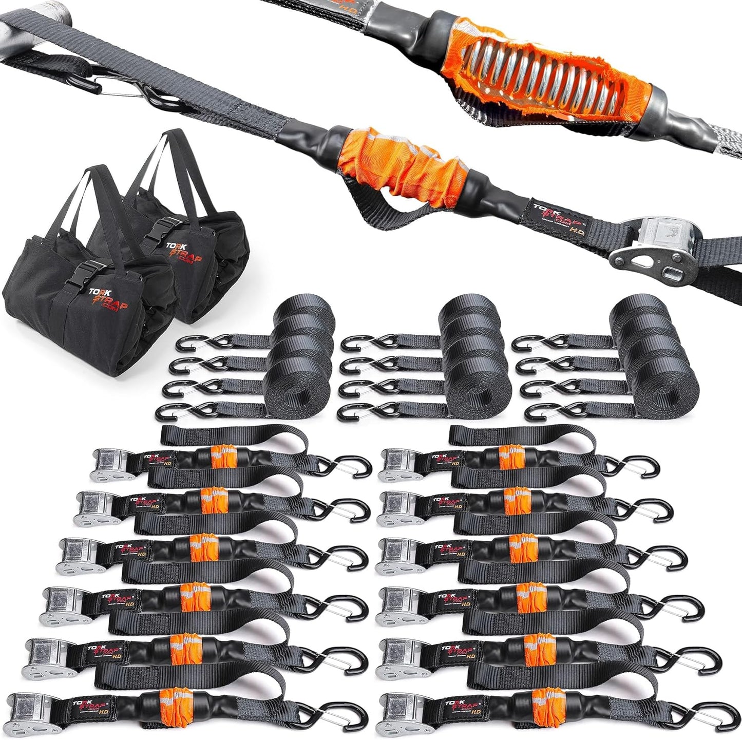 TorkStrap 14ft Self Tensioning Tie Down Straps for Easy Use
