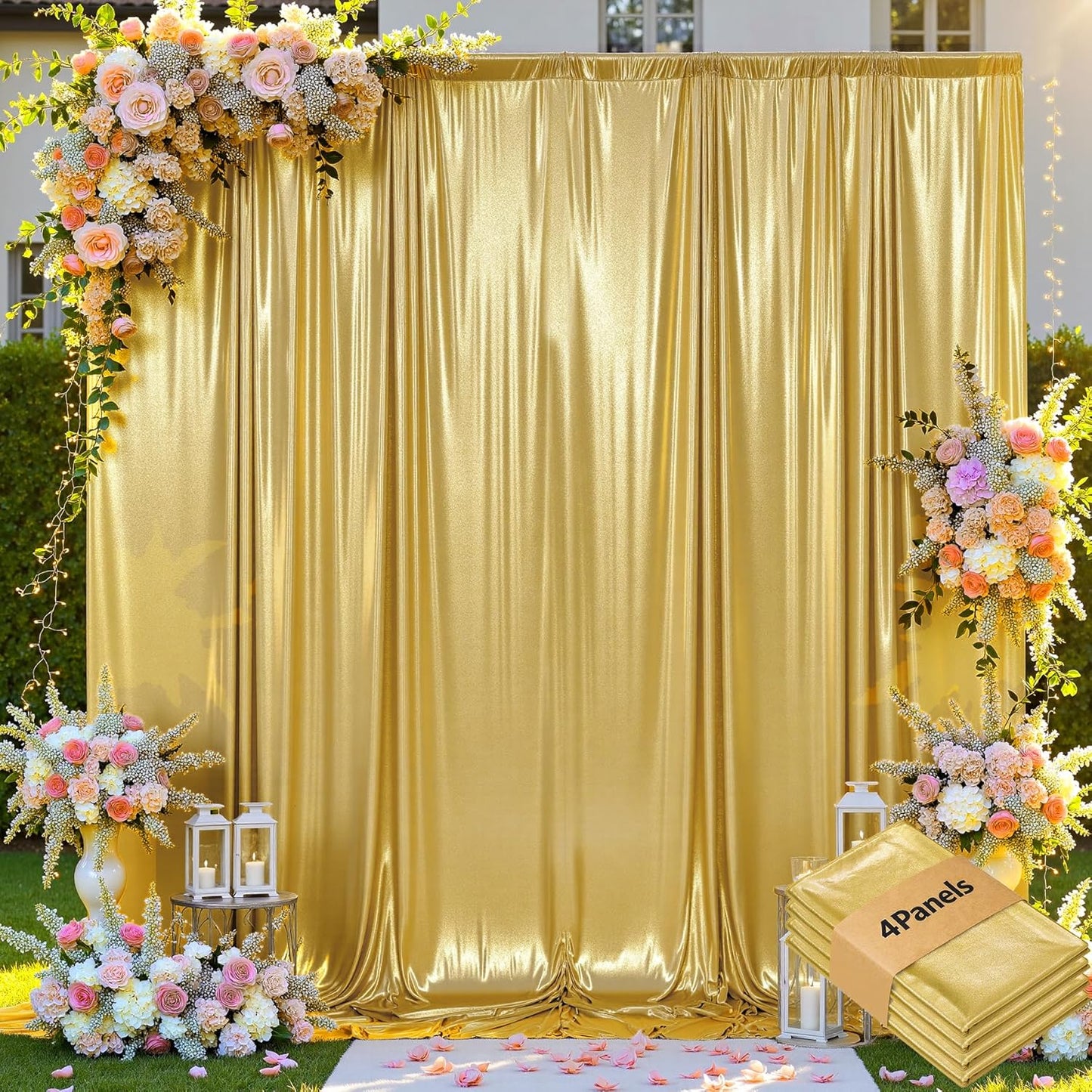 20x10ft Thick Gold Glitter Backdrop Curtain for Parties