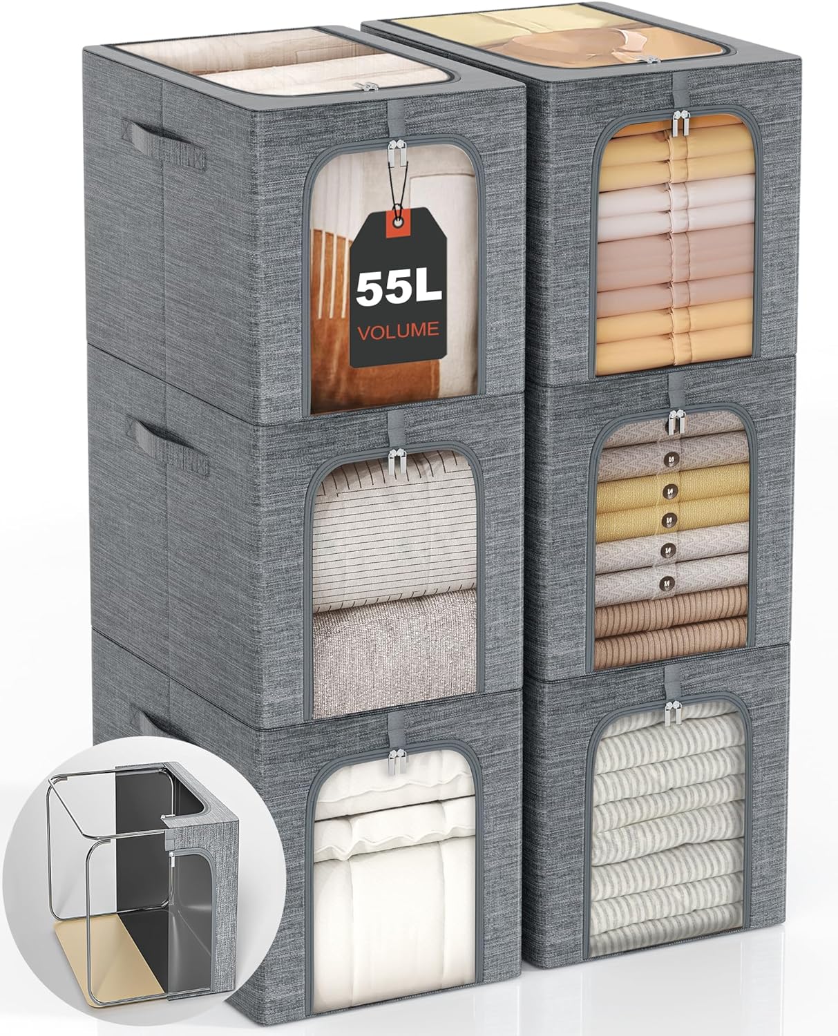 GoMaihe Extra Large Stackable Closet Storage Bins for Organizing