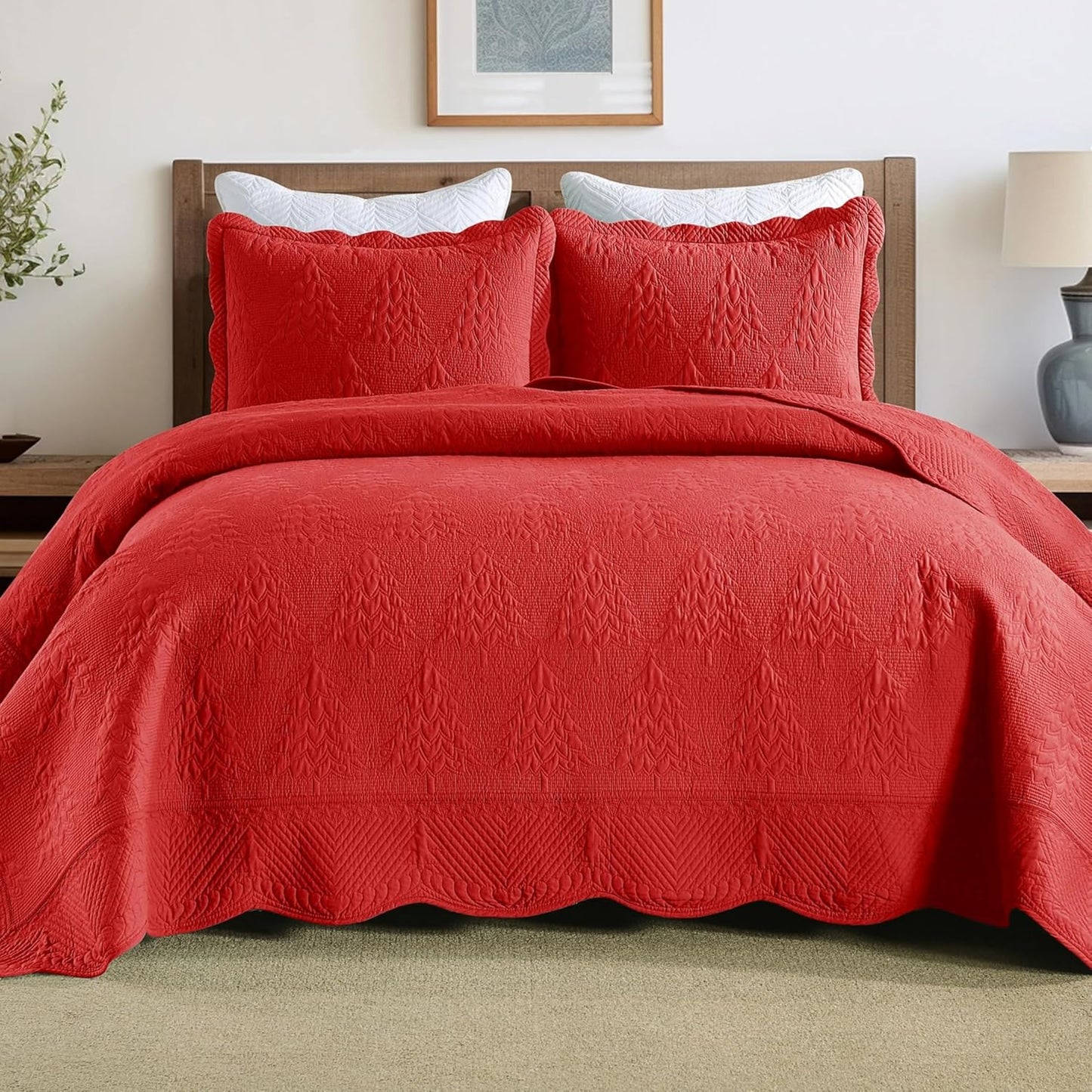 MarCielo 3-Piece Christmas Quilt Set for Oversized King Beds