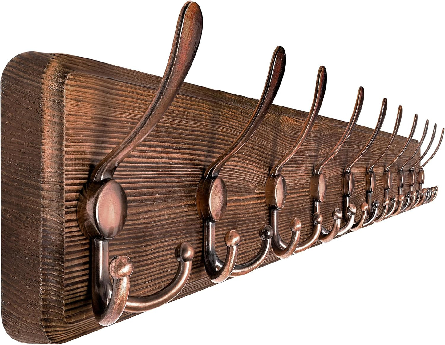 Rustic Wall Mounted Coat Rack with 10 Heavy Duty Hooks