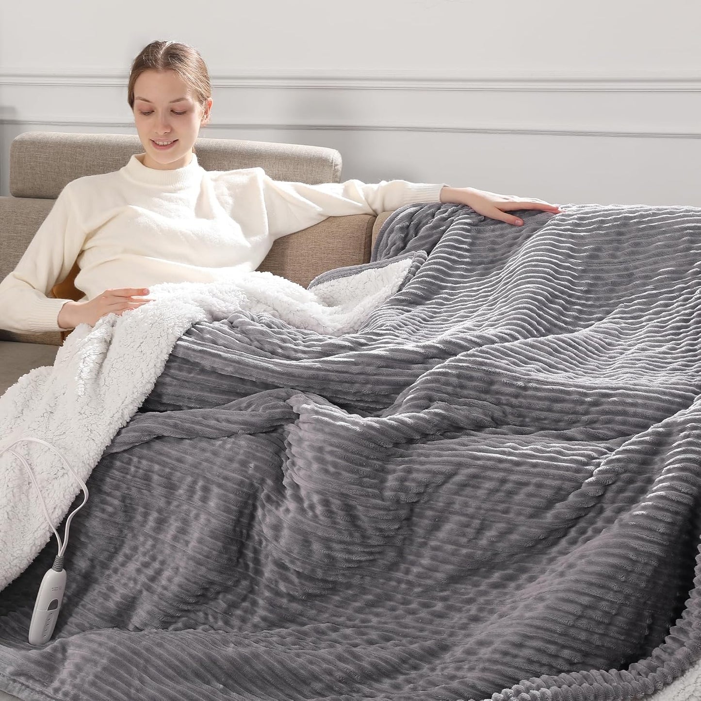 Electric Throw Heated Blanket 50ft'x60ft' for Cozy Warmth