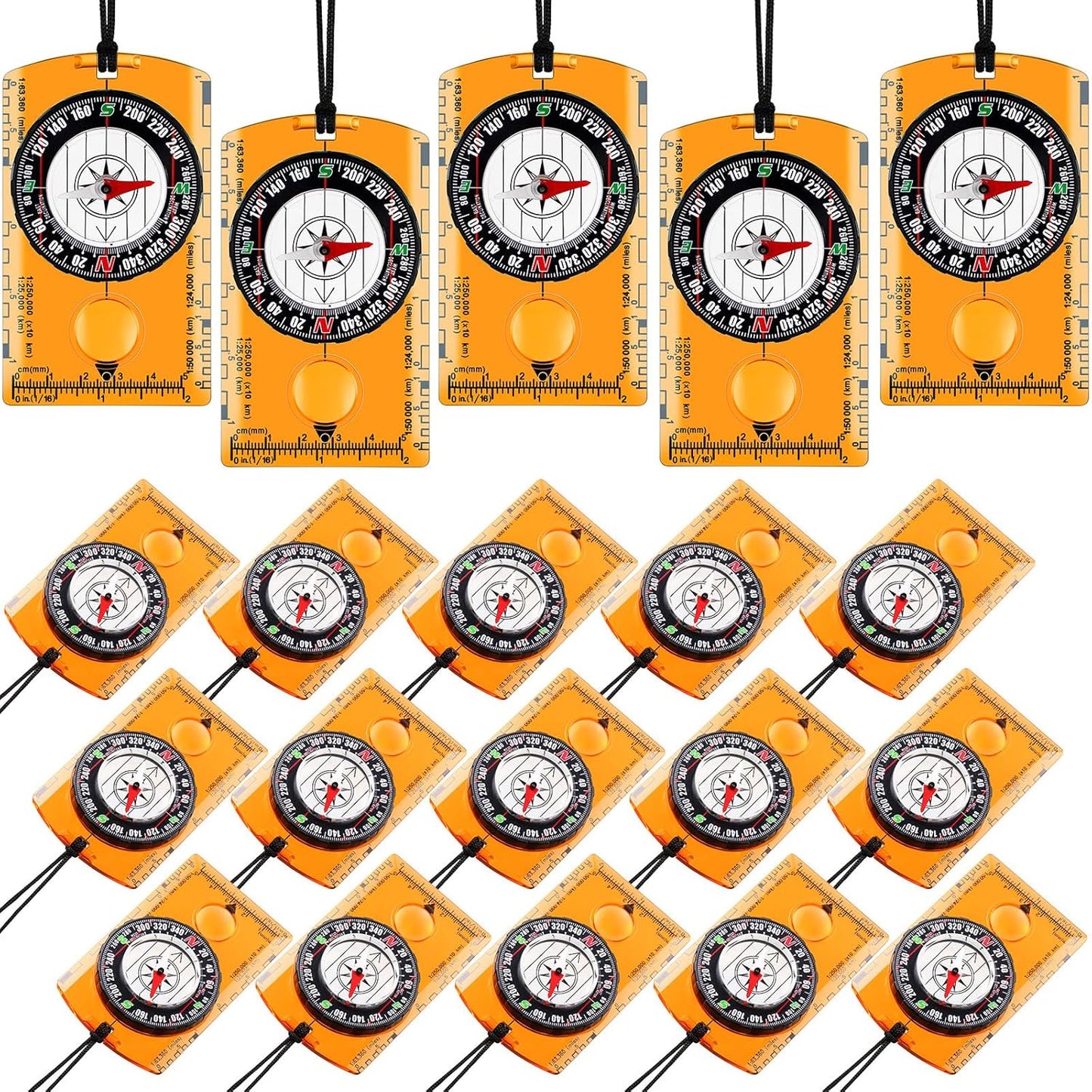 Outdoor Navigation Pack: 20 Orienteering Compasses for Hiking