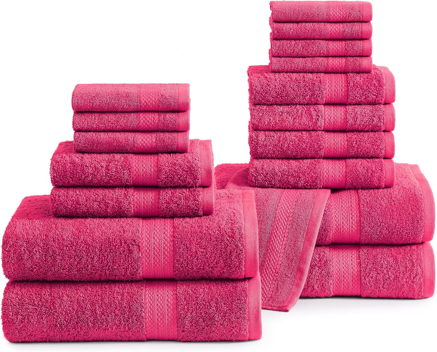 100% Cotton 18 Pc Large Bathroom Towel Set - Super Soft & Absorbent