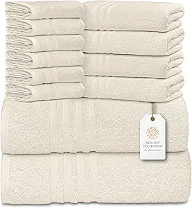 Wealuxe 12 Piece Bath Towel Set - Soft and Plush Ivory Towels