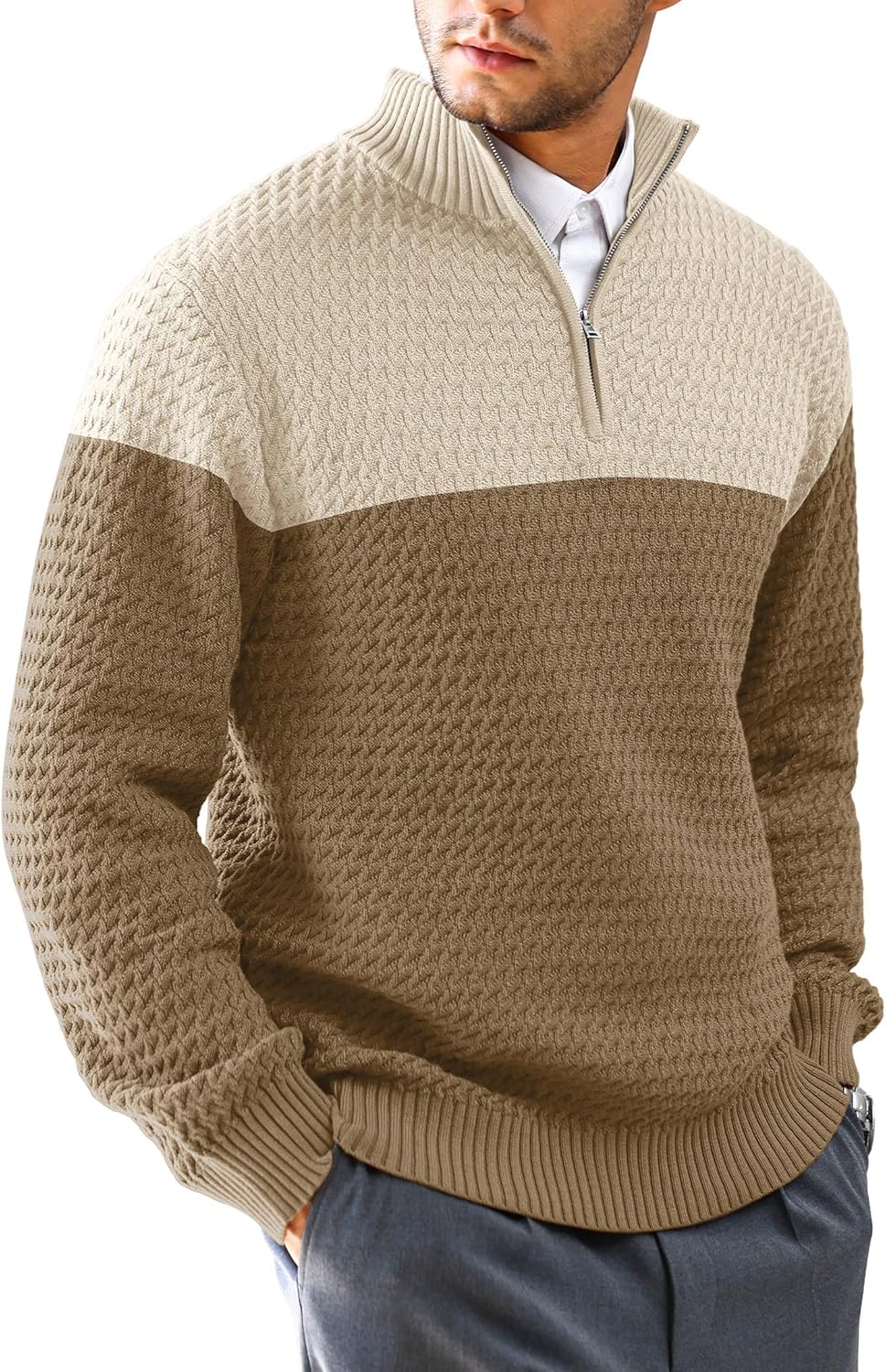 Men's Quarter-Zip Sweater for Business Casual Style and Comfort