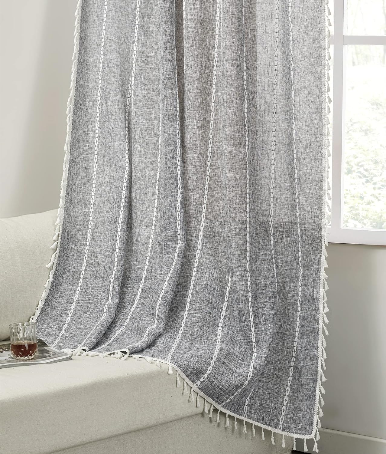 RoomTalks Dark Gray Boho Farmhouse Curtains for Chic Decor