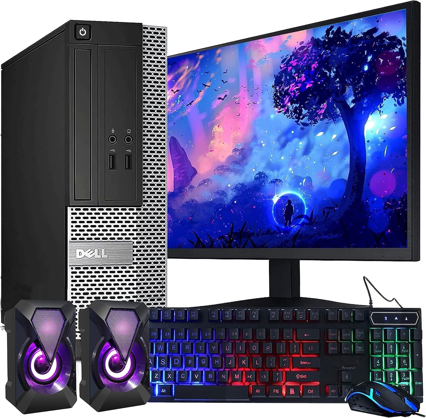 Fast Dell OptiPlex Desktop Bundle: Core i5, 16GB RAM, 2TB HDD, 22 Monitor, WiFi - Windows 10 Pro