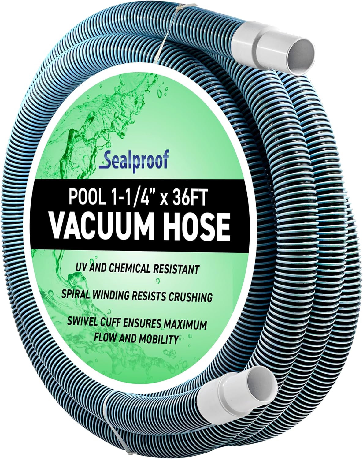 Swimming Pool Vacuum Hose 1-1/4in x 36-Ft for Easy Cleaning