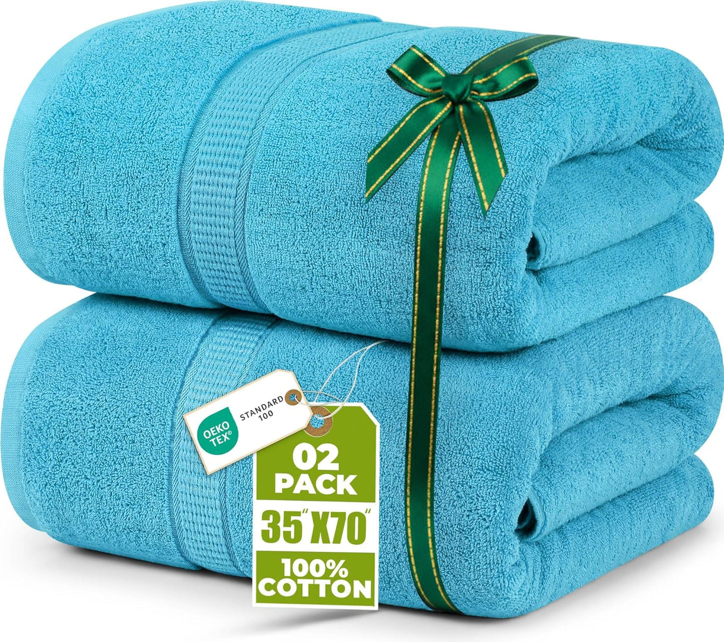 Luxurious Jumbo Bath Sheet Set of 2, 100% Ring Spun Cotton