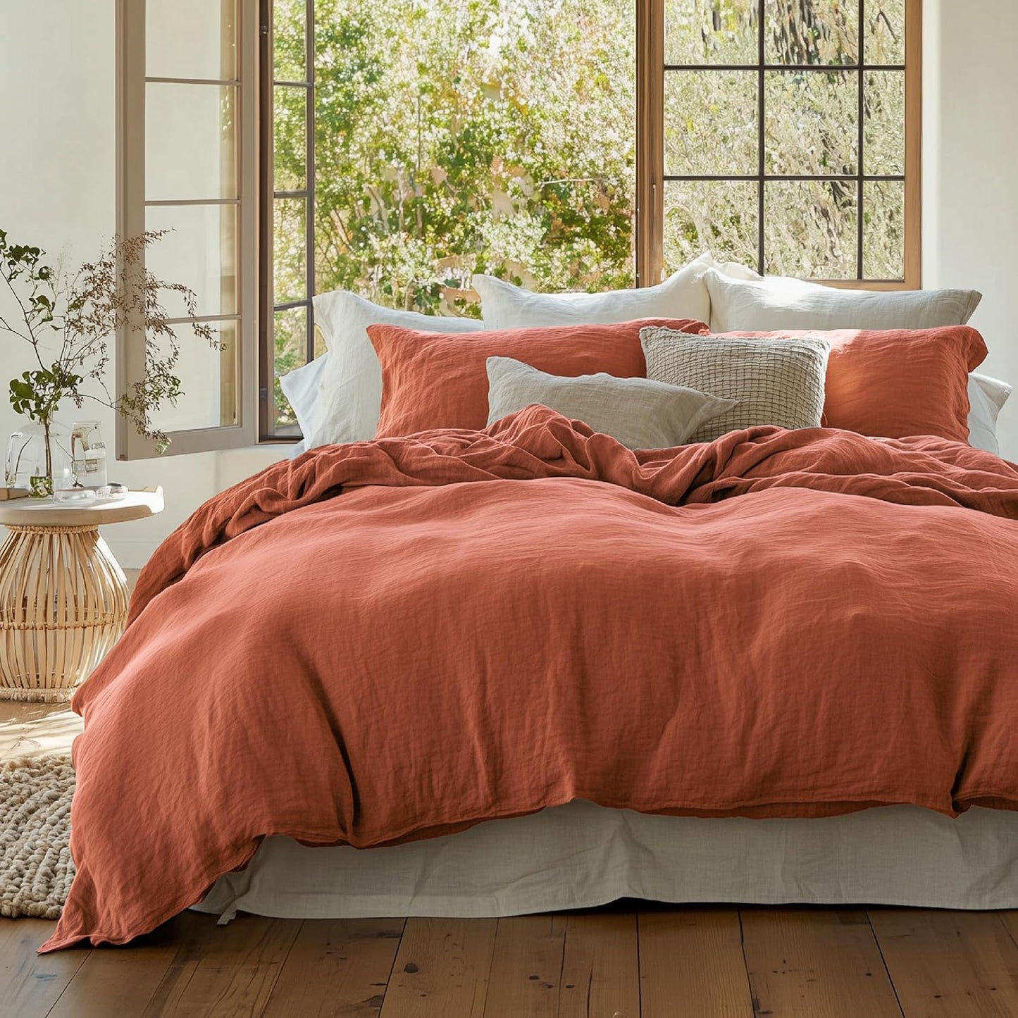 Bedsure 100% Muslin Cotton Duvet Cover Set for Queen Size