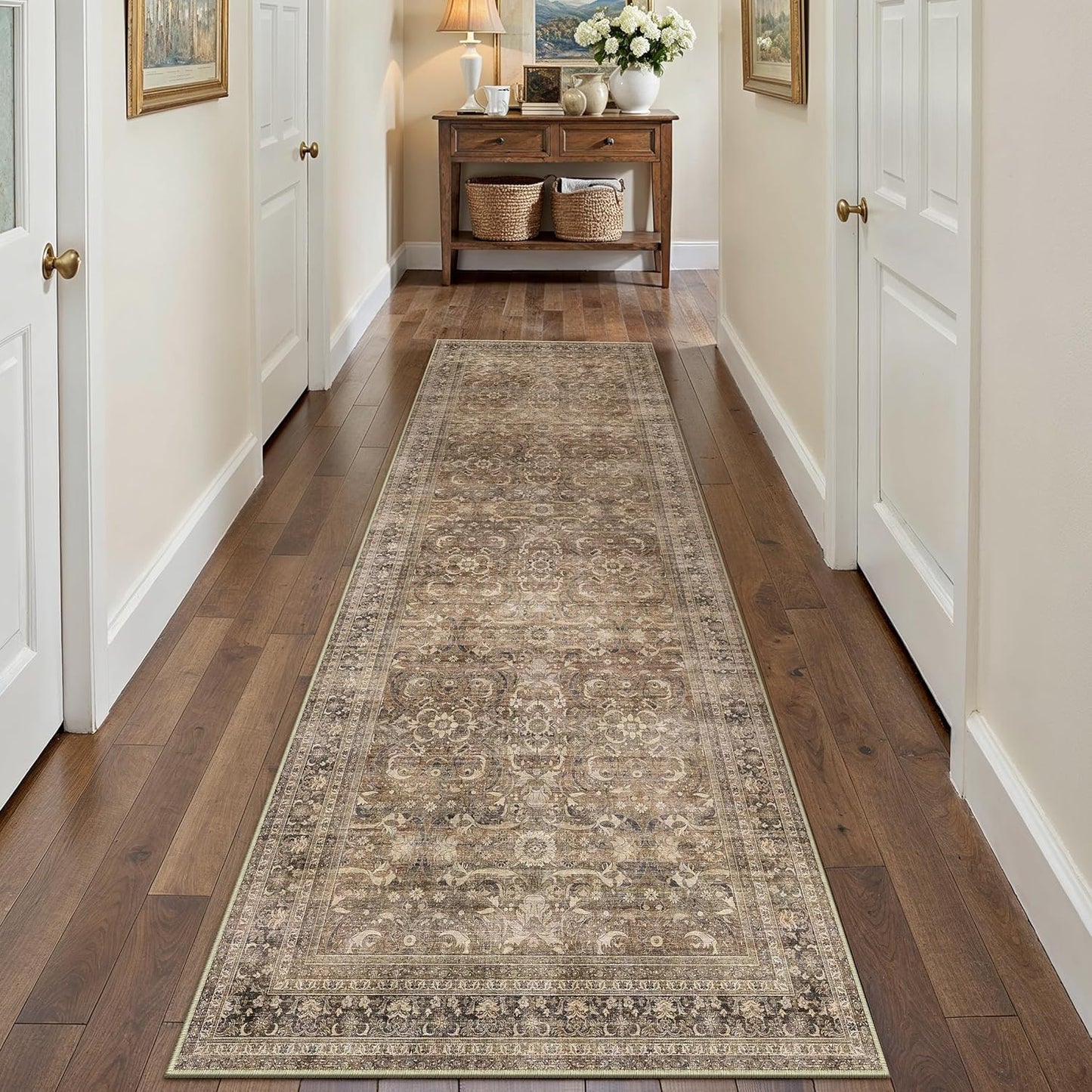 HUGEAR 2x10 Runner Rug Vintage Brown Soft Non-Slip Carpet