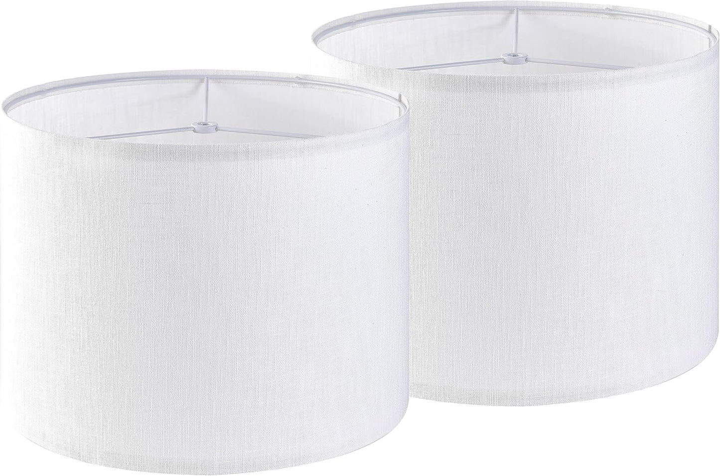 Set of 2 Pure White Linen Drum Lamp Shades for Home Decor