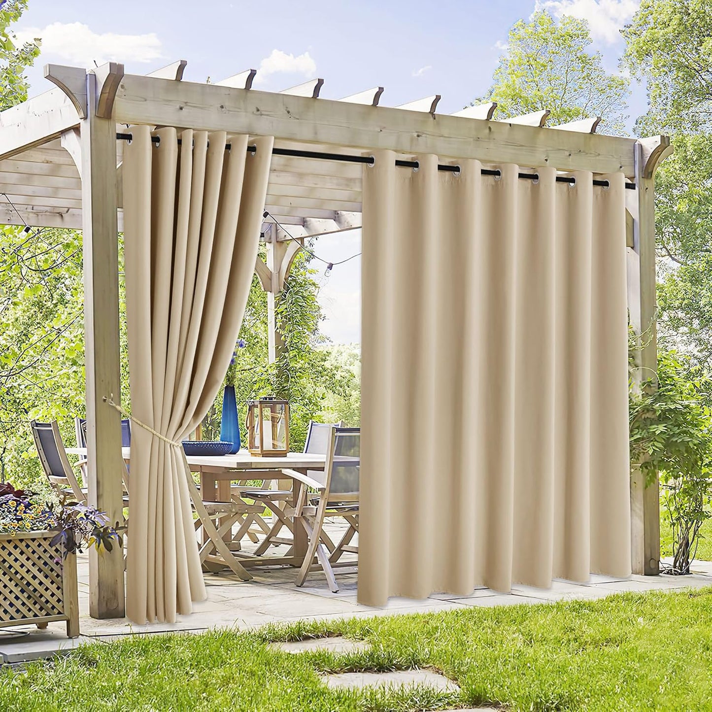 RYB HOME Extra Wide Outdoor Curtains for Privacy and Style