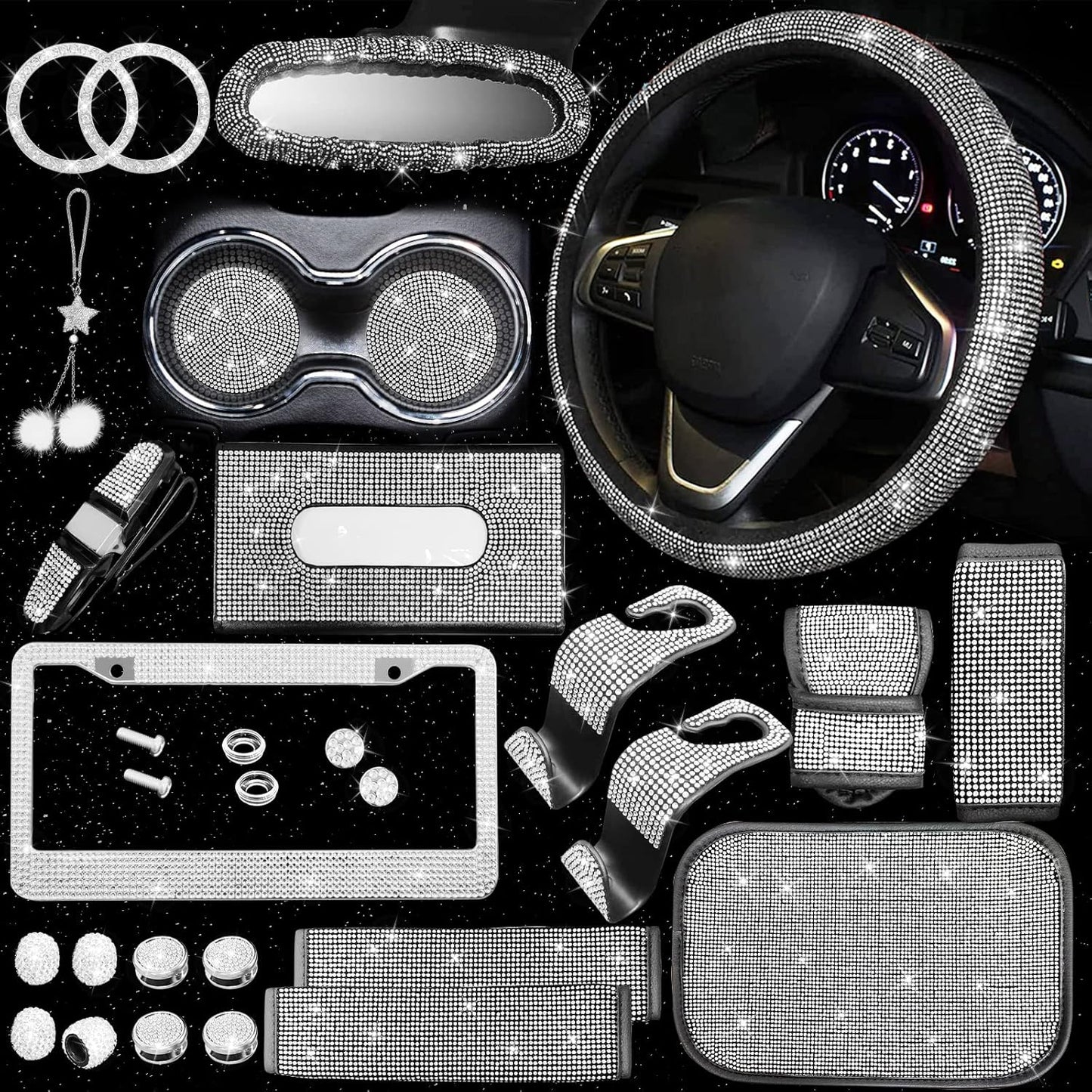 25PCS Bling Car Parts Set for Stylish Vehicle Accessories