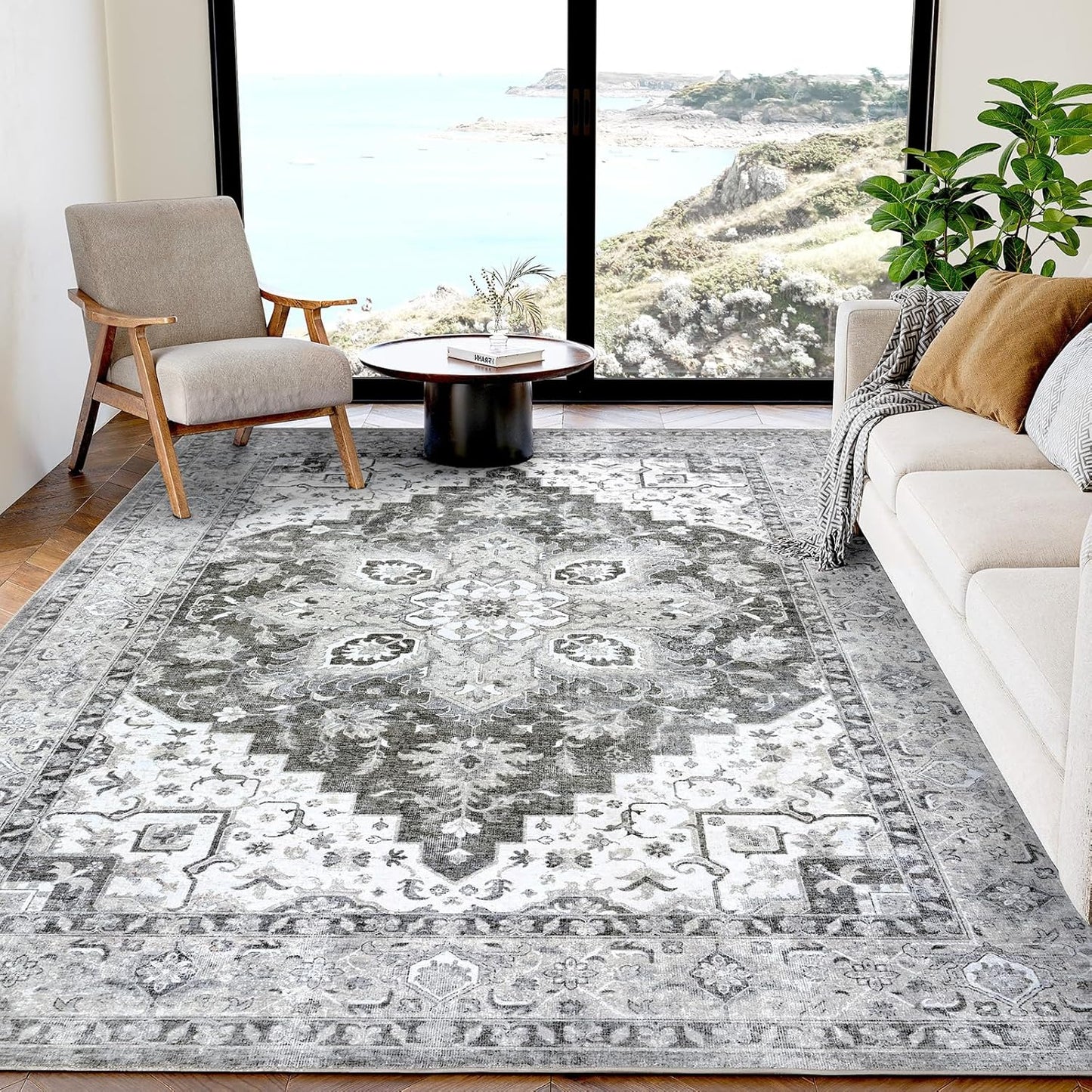 5x7 Area Rugs for Living Room, Washable & Non-Slip Backing