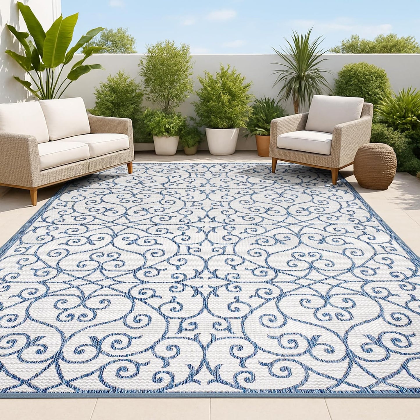 Vintage Filigree Indoor Outdoor Area Rug 3X5 for Any Space