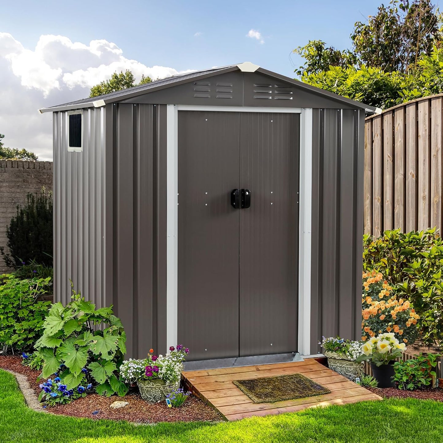 Shintenchi 6x4 FT Outdoor Storage Shed: Secure and Spacious
