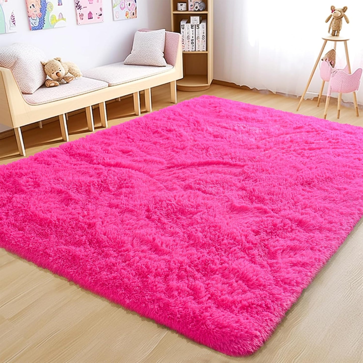 Fluffy Rug Stain Resistant 6x9 Feet for Teen Girls' Rooms