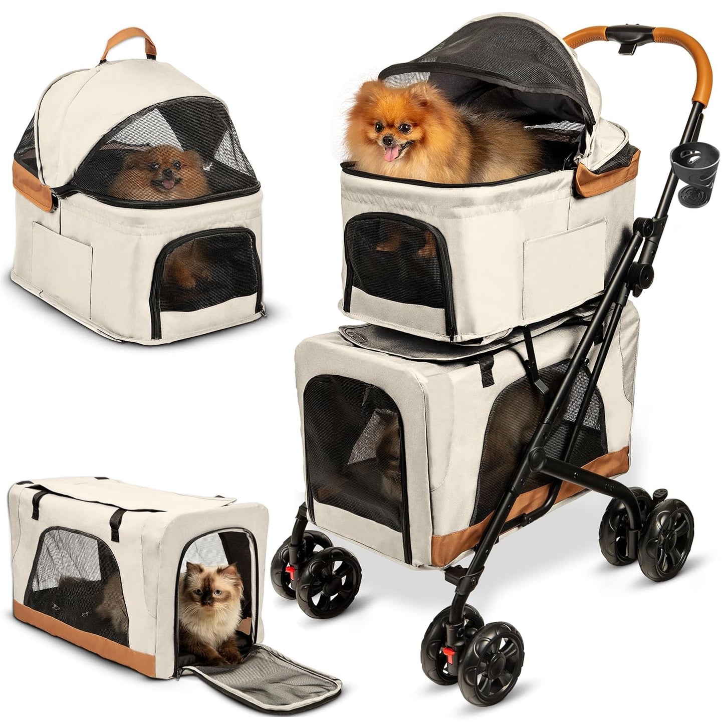 Double Pet Stroller for 2 Dogs or Cats - Compact & Convenient