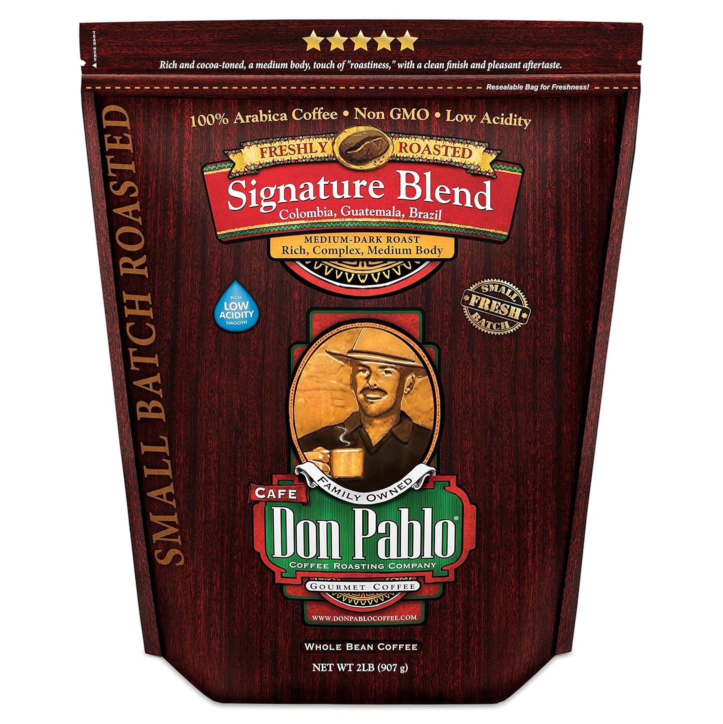 Premium 2LB Cafe Don Pablo Medium Dark Roast Whole Bean Coffee