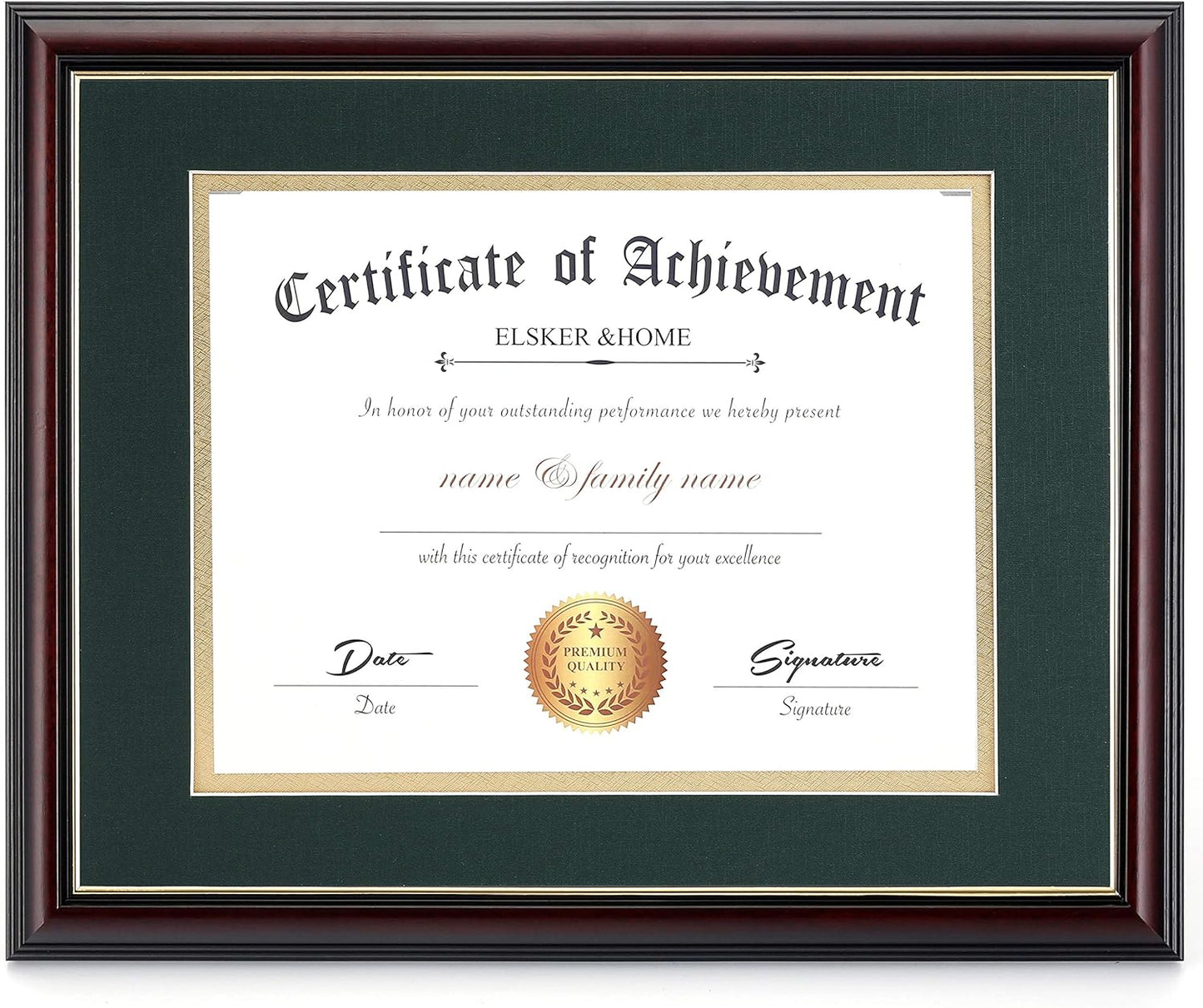 ELSKER&HOME 8.5x11 Diploma Frame with Green Mat for Certificates