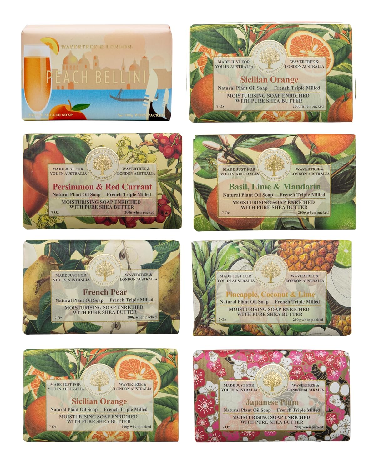 Assorted Fruity Scents Natural Soap Bars Pack of 8 for All Skin Types
