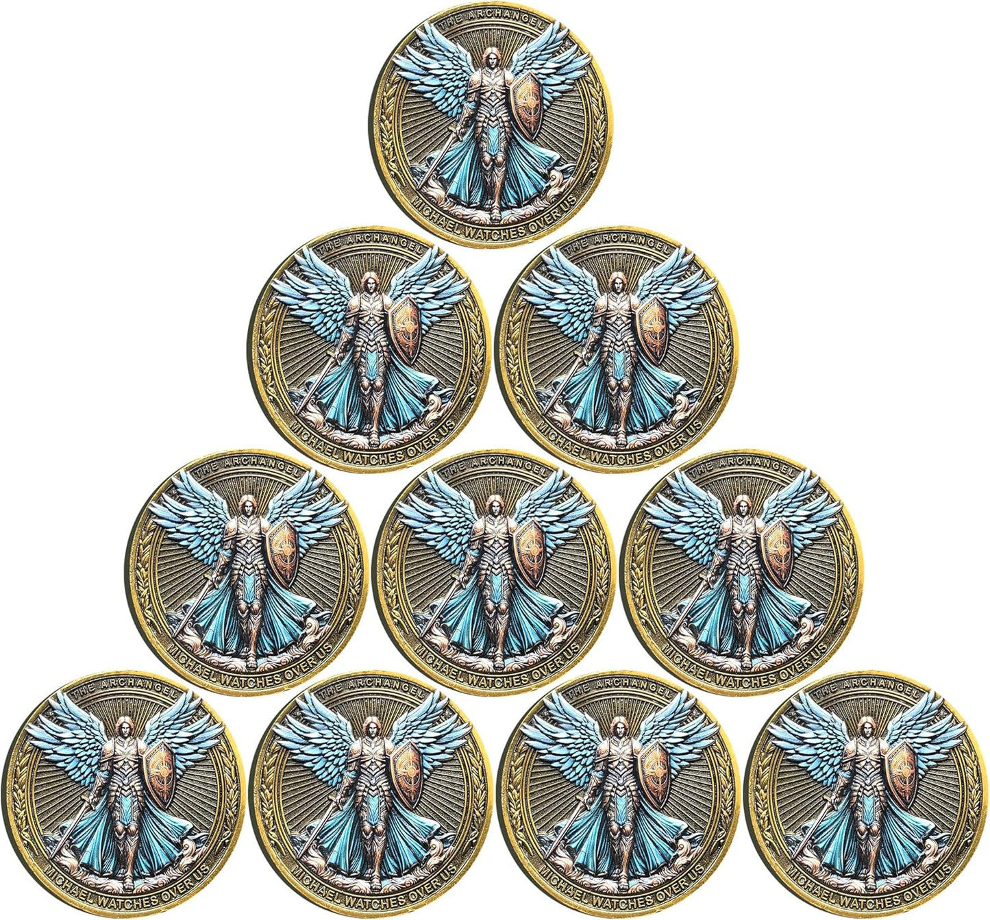 The Archangel Michael Watches Over Us Challenge Coin Pack of 10