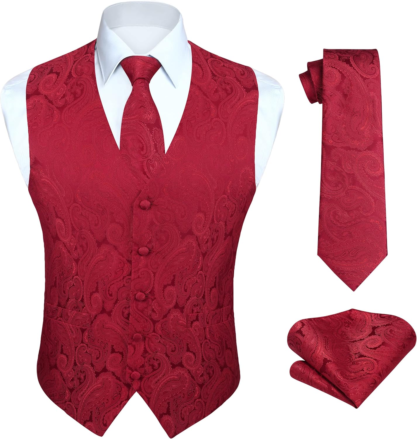 HISDERN Mens Vest Tie Set 3PC for Weddings and Formal Events
