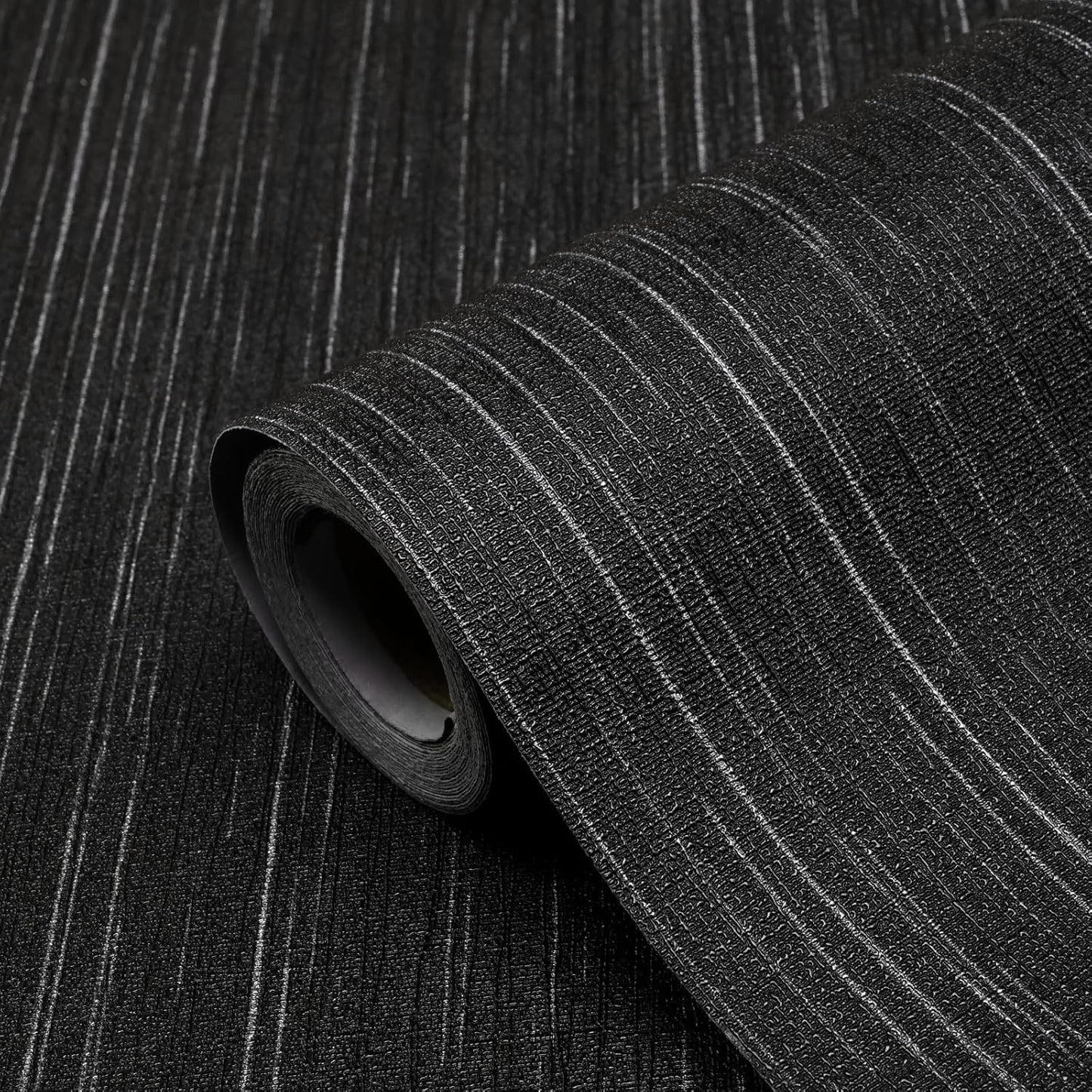 Black Grasscloth Peel and Stick Wallpaper for Home Decor