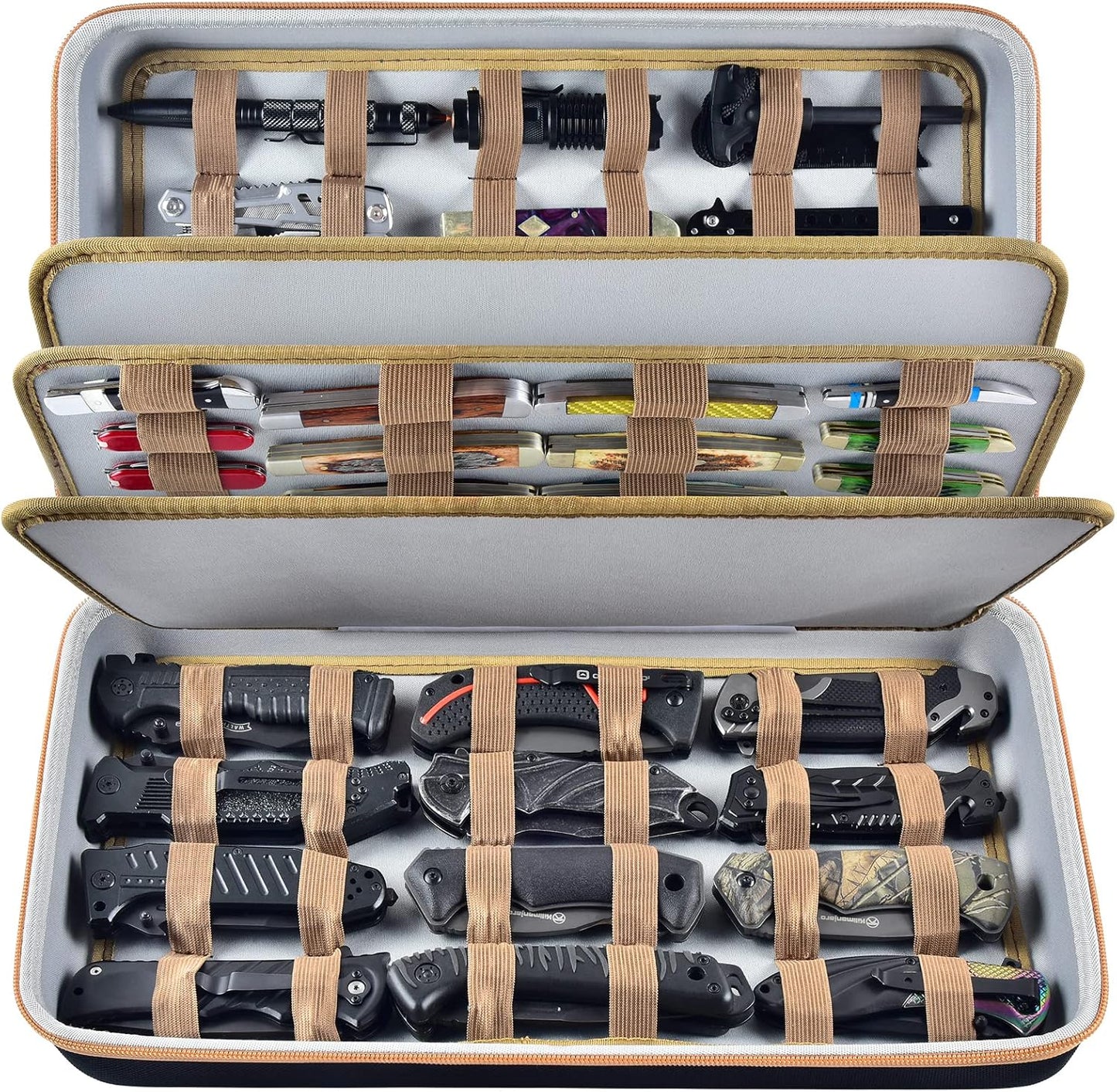 Knife Display Case for 64+ Pocket Knives - Organizer Holder