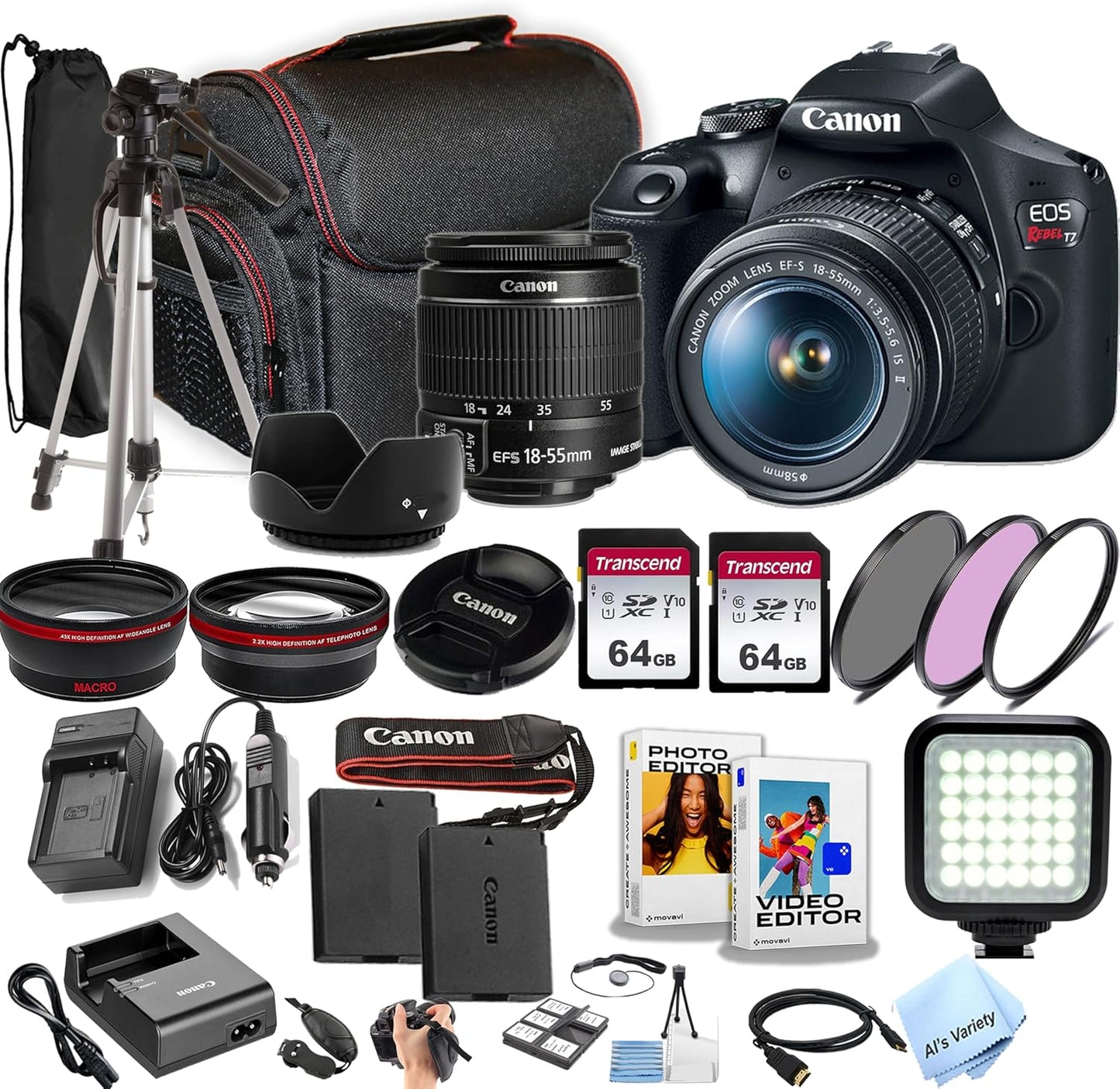 Canon EOS Rebel T7 DSLR Camera Bundle with 18-55mm Lens and More