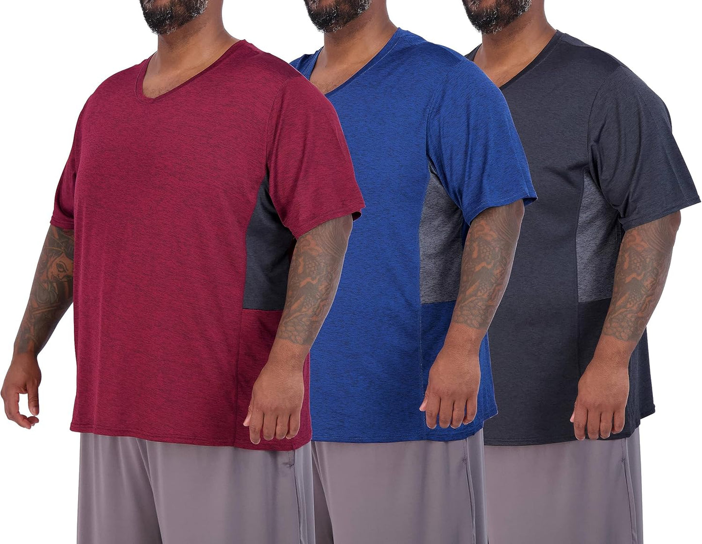 Real Essentials Big & Tall Short Sleeve V-Neck Athletic T-Shirts