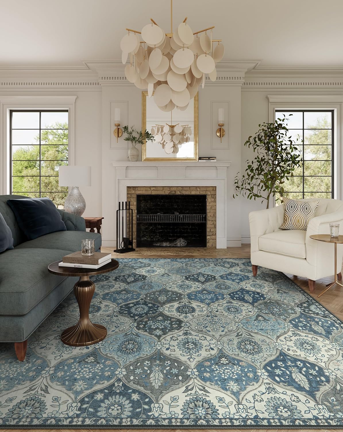 Lahome Moroccan Trellis Washable Rugs 9x12 for Living Room