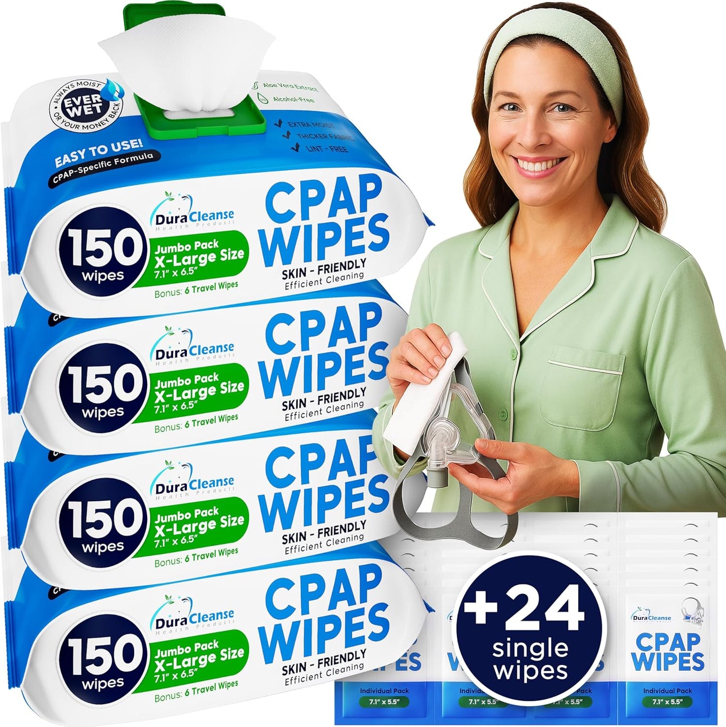 Dura Cleanse CPAP Mask Cleaning Wipes for Sensitive Skin Care