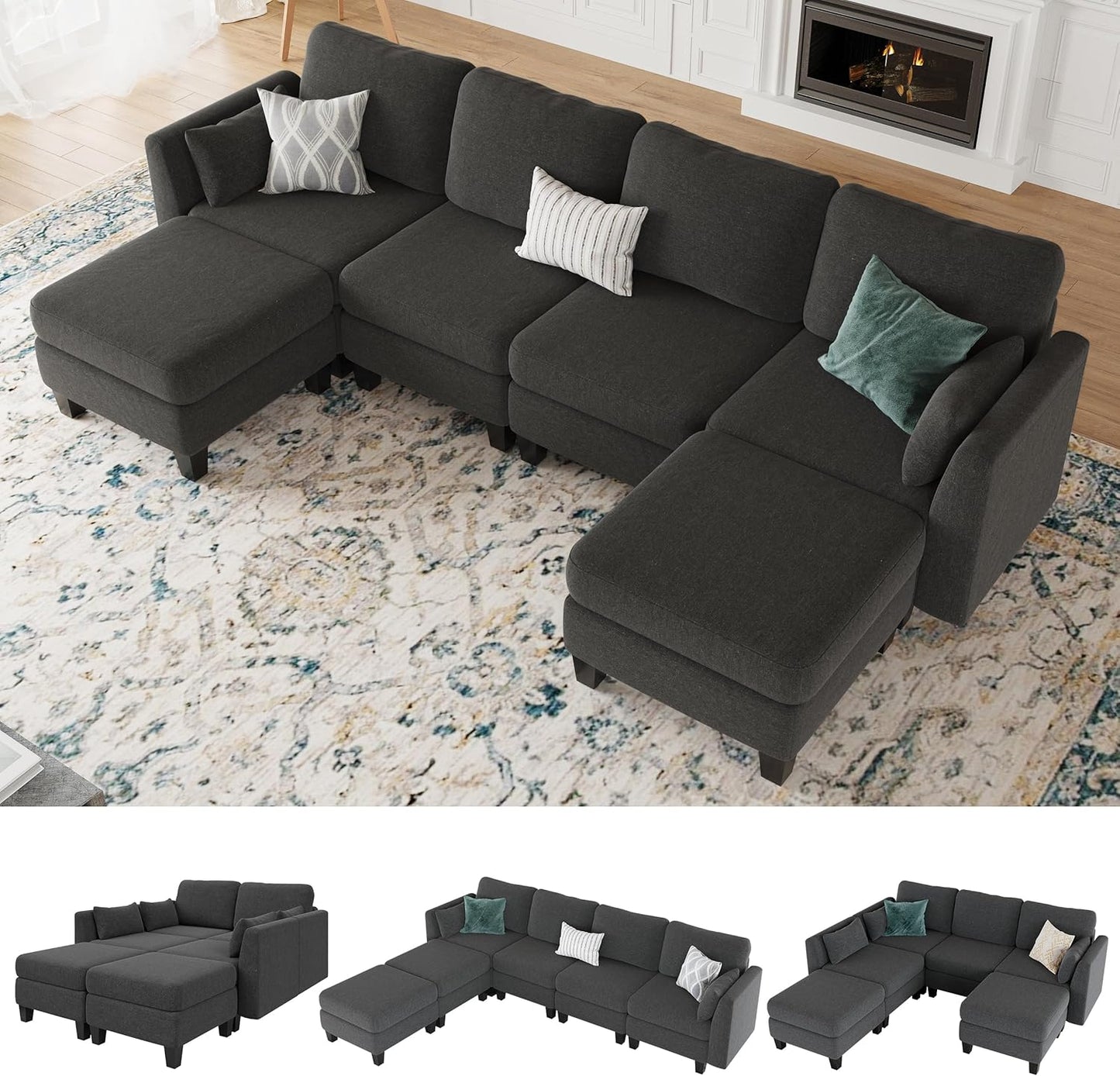 Modular Sectional Sofa with High Density Memory Foam for Comfort